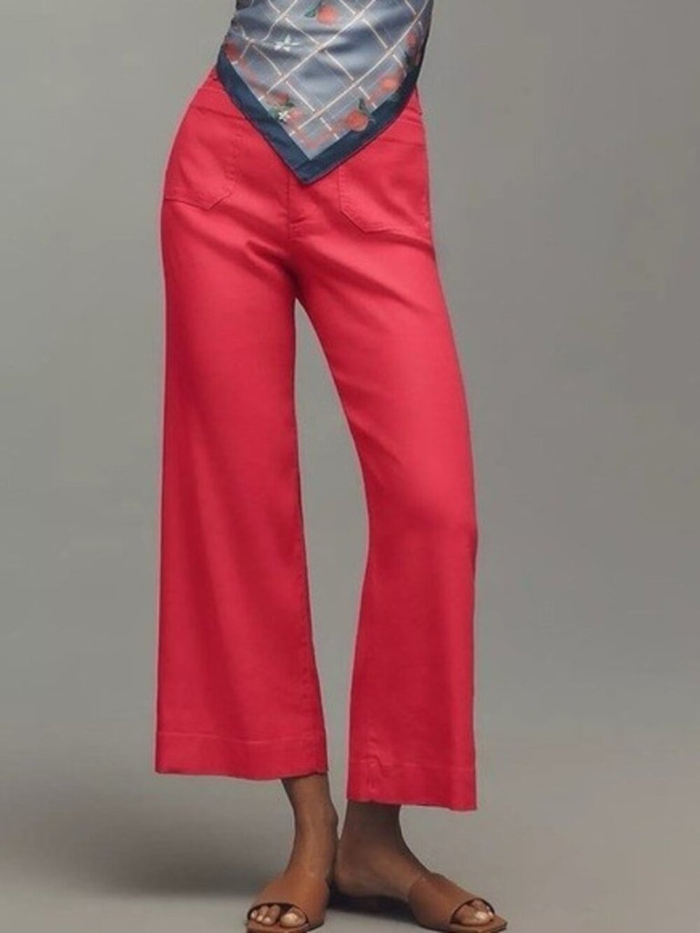 Anthropologie Maeve The Colette Sz 27 Tall Linen Blend Crop Wide-Leg Pants NWT
